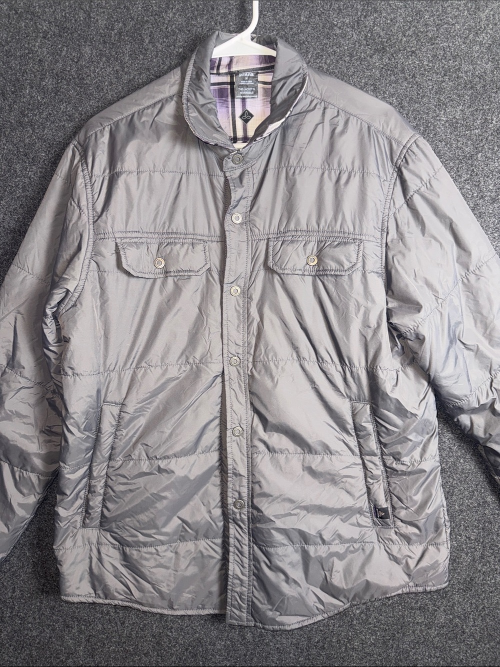 Prana Women's Light Quilted Reversible Puffer Jacket - Gray/Purple